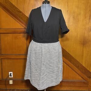 Lord & Taylor - Black and White Drop Waist Dress - Size 14W